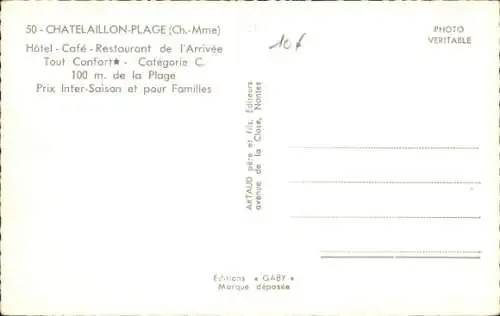 Ak Châtelaillon Plage Charente Maritime, Hotel-Cafe-Restaurant de l'Arrivee