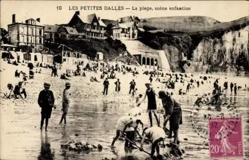 Ak Petites Dalles Seine Maritime, Strand, Kinder