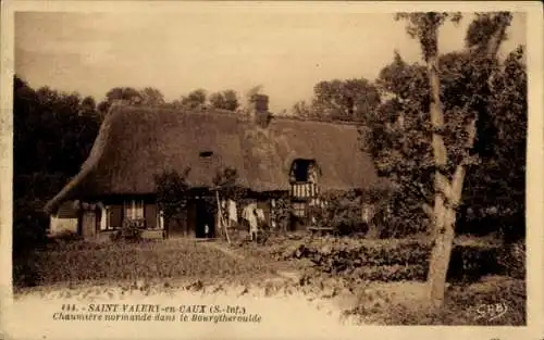 Ak Saint Valery en Caux Seine Maritime, Chaumiere normande dans le Bourgtheroulde, Reetdach