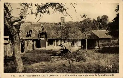 Ak Saint Valery en Caux Seine Maritime, Chaumiere normande dans le Bourgtheroulde, Reetdach