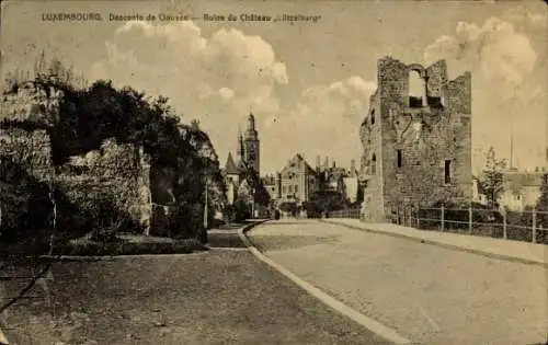 Ak Luxemburg Luxembourg, Schlossruine Lützelburg