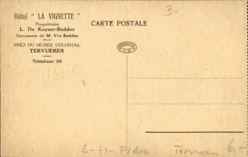 Ak Tervuren Tervueren Flämisch Brabant Flandern, Hotel La Vignette