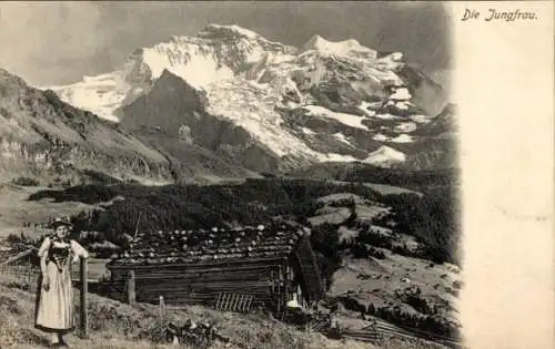 Ak Kanton Bern, Jungfrau, Frau in Tracht