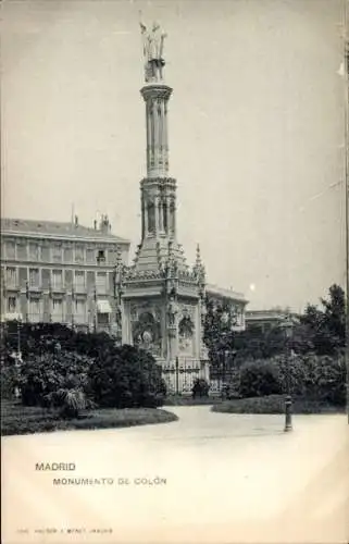 Ak Madrid Spanien, Kolumbus-Denkmal