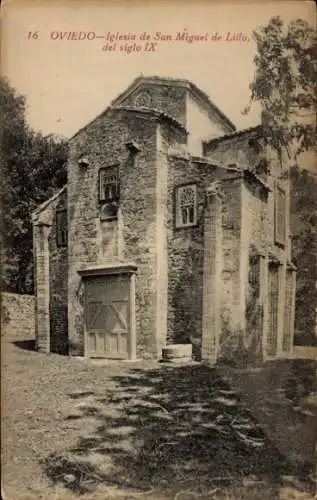 Ak Oviedo Asturien Spanien, Kirche San Miguel de Lillo