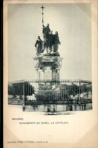 Ak Madrid Spanien, Denkmal von Isabel la Catolica