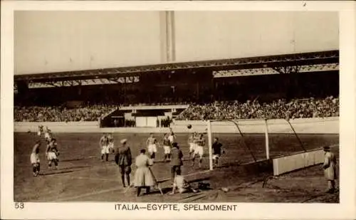 Ak Amsterdam, Olympische Spiele 1928, Fußballspiel Italien Ägypten