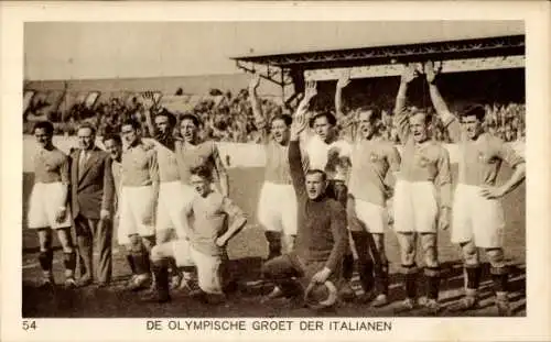 Ak Amsterdam Nordholland Niederlande, Olympische Spiele 1928, Fußball, Italien