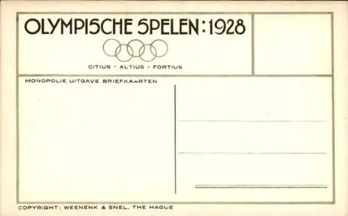 Ak Amsterdam Nordholland Niederlande, Olympische Spiele 1928, Fußball, Italien