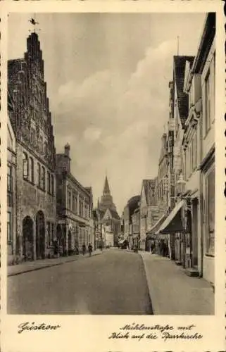 Ak Güstrow in Mecklenburg, Mühlenstraße, Pfarrkirche