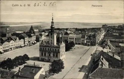 Ak Chełmno Kulm an der Weichsel Westpreußen, Marktplatz mit Rathaus