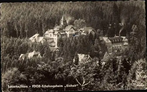 Ak Schierke Wernigerode am Harz, FDGB Erholungsheim Einheit