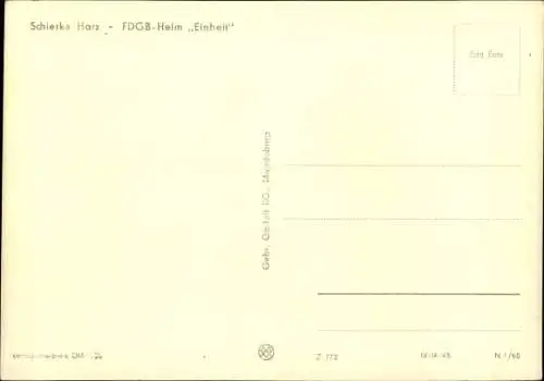 Ak Schierke Wernigerode am Harz, FDGB Heim Einheit