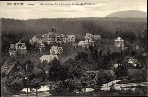 Ak Schierke Wernigerode am Harz, Villenkolonie Barenberg mit Kuranstalt Waldpark