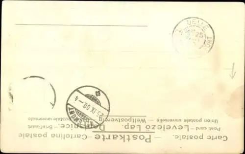 Präge Litho Rot-Ass, Damenbildnis, Vergissmeinnicht