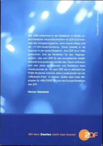 Ak Moderator Henner Hebestreit, Portrait, Autogramm