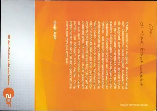 Ak Moderatorin Dunja Hayali, Portrait, Autogramm