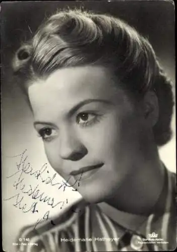 Ak Schauspielerin Heidemarie Hatheyer, Portrait, Autogramm