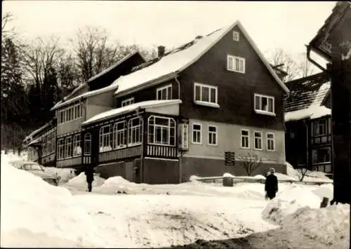 Ak Winterstein Waltershausen in Thüringen, Gasthaus zum Hirsch, Winter