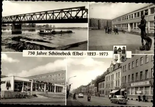 Ak Schönebeck an der Elbe, Polytechnische Oberschule, Kaufhalle Süd, Leninstraße, 750 Jahrfeier 1973