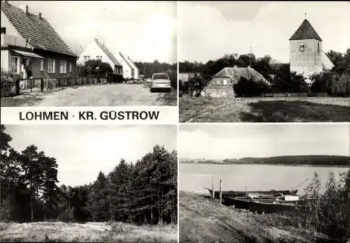 Ak Lohmen in Mecklenburg, Kirche, Straße, Ruderboote