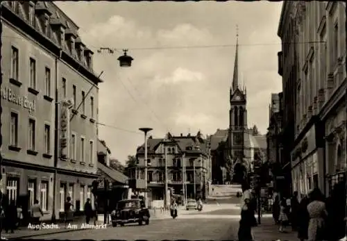 Ak Aue im Erzgebirge Sachsen, Am Altmarkt,  Hotel Blauer Engel, Kirche