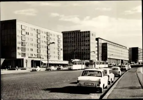 Ak Leipzig in Sachsen, Neubauten am Georgi Ring, Straßenbahnen, Autos