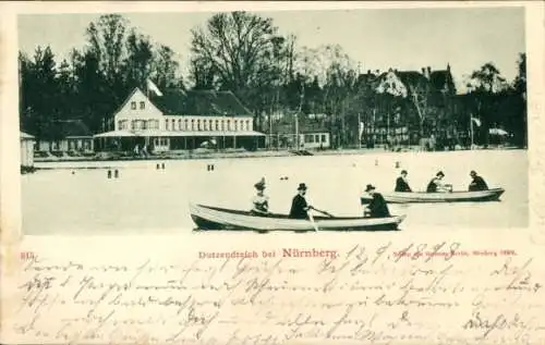 Ak Dutzendteich Nürnberg in Mittelfranken Bayern, Ruderboote