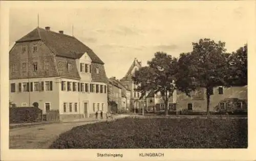 Ak Frankenberg an der Zschopau, Stadteingang zum Stadtteil Klingbach, Parkanlage