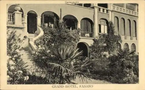 Ak Fasano Gardone Riviera Lombardia, Grand Hotel, Gartenmotiv