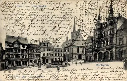 Ak Pößneck in Thüringen, Marktplatz