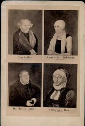 CdV Reformator Martin Luther, Catharina von Bora, Hans Luther, Margarethe Lindemann