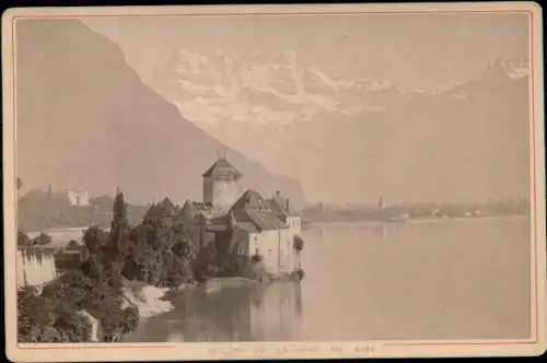 Kabinett Foto Chillon Lac Léman Kt. Waadt Schweiz, Dent du Midi, Schloss