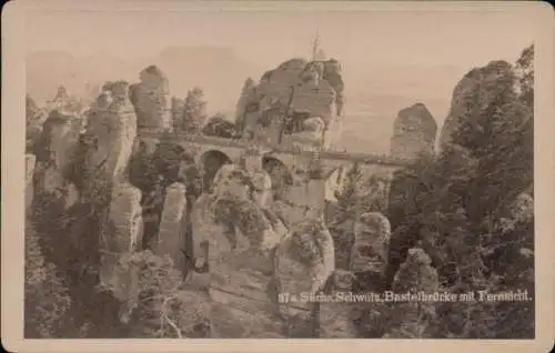 Kabinett Foto Lohmen Sächsische Schweiz, Bastei, Basteibrücke