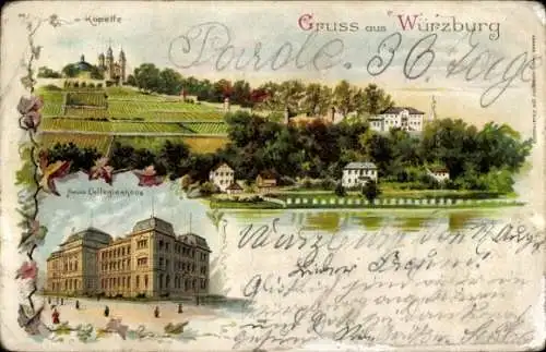 Litho Würzburg am Main Unterfranken, Käppli, Neues Universitätsgebäude