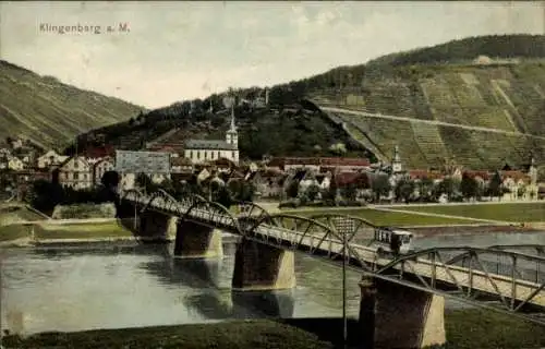 Ak Klingenberg am Main Unterfranken, Gesamtansicht, Brücke
