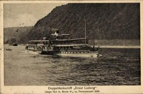 Ak Salondampfer Doppeldeckschiff Ernst Ludwig, Cöln-Düsseldorfer-Rheindampfschifffahrt