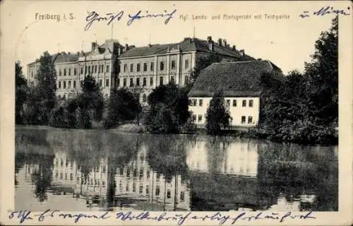 Ak Freiberg in Sachsen, Königliches Land- und Amtsgericht, Teich