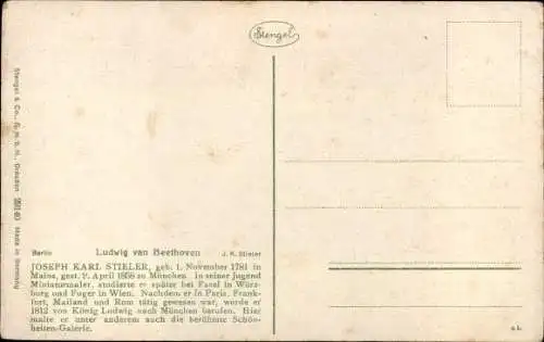 Künstler Ak Stieler J. K., L. van Beethoven, Nr. 29140