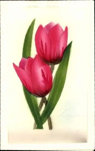 Relief Ak Glückwunsch, Tulpen, Blumen