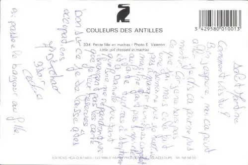 Ak Guadeloupe, junges Mädchen in Madras