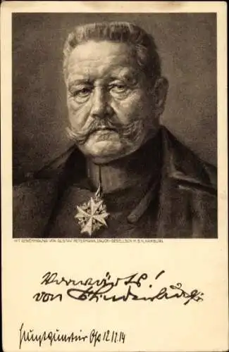 Künstler Ak Generalfeldmarschall Paul von Hindenburg, Portrait, Vorwärts, 1914