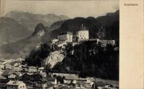 Ak Kufstein in Tirol, Teilansicht mit Burg