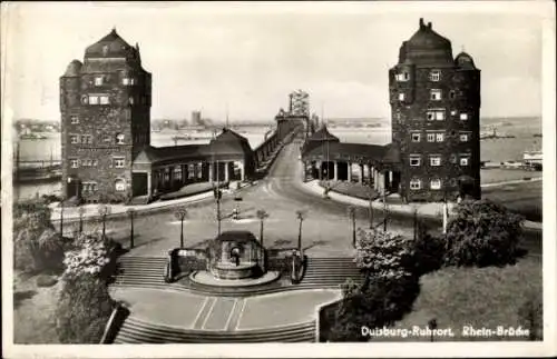 Ak Ruhrort Duisburg im Ruhrgebiet, Rheinbrücke, Treppenstufen