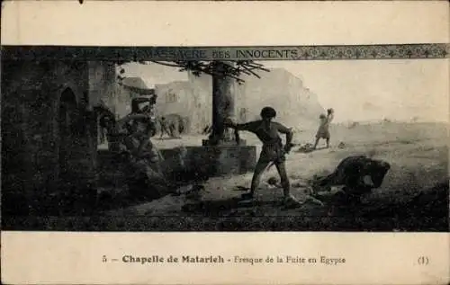 Ak Matarieh Ägypten, Kapelle, Fresque de la Fuite en Egypte, Massacre des Innocents