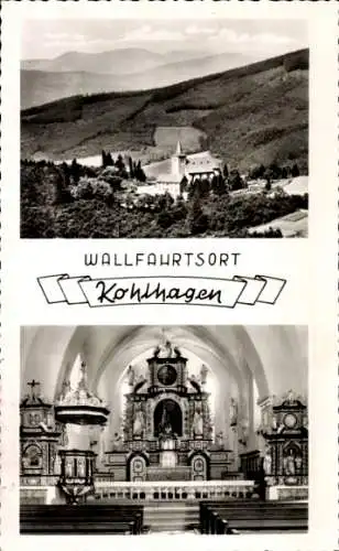 Ak Kohlhagen Kirchhundem im Sauerland, Gesamtansicht, Kirche, Innenansicht