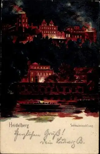 Ak Heidelberg am Neckar, Schlossbeleuchtung