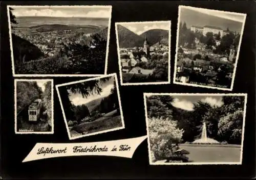 Ak Friedrichroda im Thüringer Wald, Waldbahn, Panorama, Kurpark, Springbrunnen