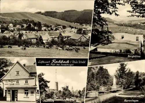 Ak Fischbach Waltershausen im Thüringer Becken, Kuranlagen, Bergbühne, Gasthaus zur Linde