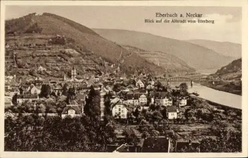 Ak Eberbach am Neckar Odenwald Baden, Altstadt, Blick vom Itterberg